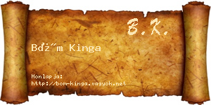 Böm Kinga névjegykártya